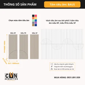 Alternative view of Tấm tiêu âm cách âm gắn tường BAUS (Bộ 3 tấm)