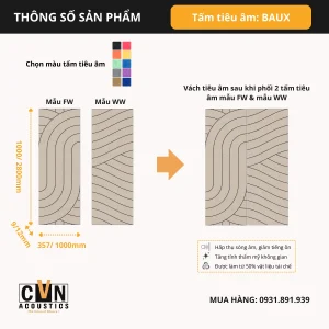 Alternative view of Tấm tiêu âm cách âm gắn tường BAUX (Bộ 2 tấm)