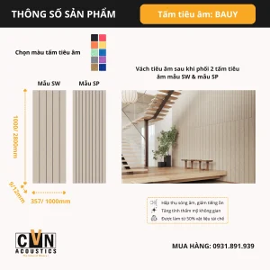 Alternative view of Tấm tiêu âm cách âm gắn tường BAUY (Bộ 2 tấm)
