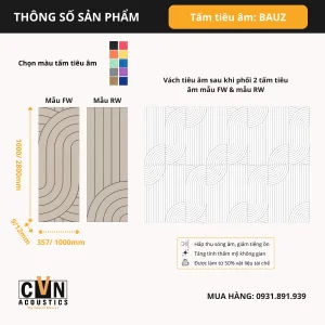 Alternative view of Tấm tiêu âm cách âm gắn tường BAUZ (Bộ 2 tấm)